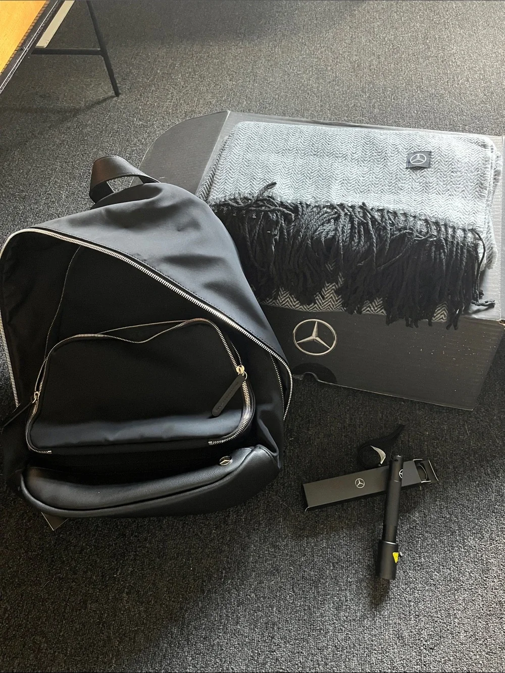 Mercedes-Benz Black Men's Backpack with Silver Zippers